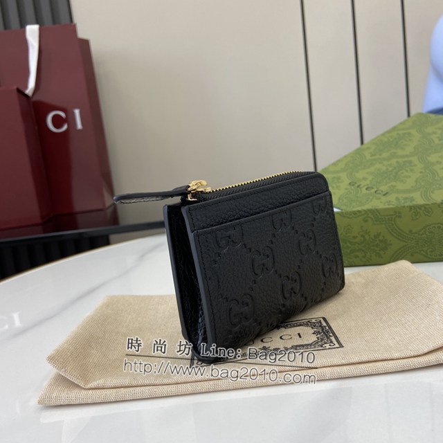 Gucci專櫃古馳最新款Emblem系列超柔軟荔克色壓花/全皮卡包 jh2083型號：815936
